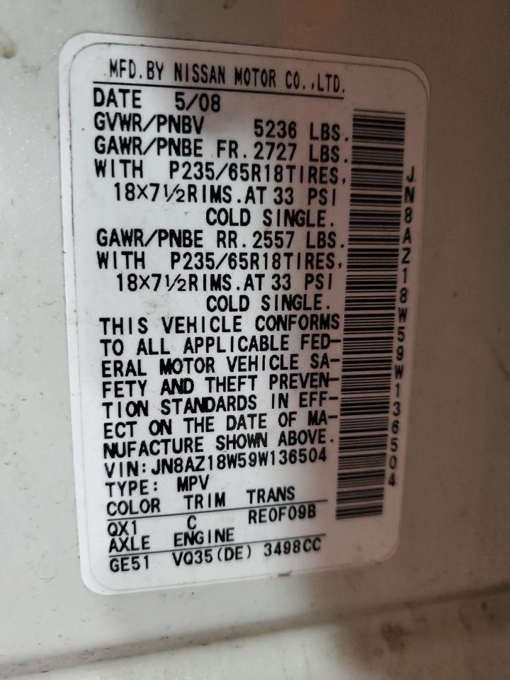 JN8AZ18W59W136504 2009 Nissan Murano S