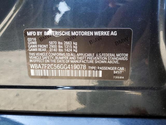 VIN WBA7F2C56GG419078 2016 BMW 7 Series, 750 XI no.12