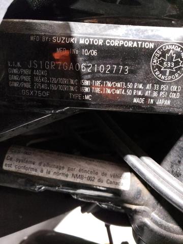 2006 SUZUKI GSX750 F JS1GR7GA062102773