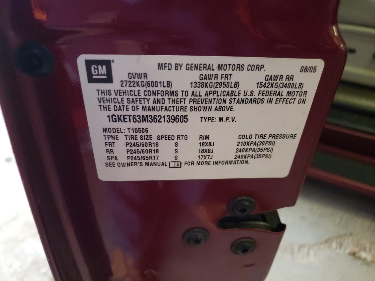 1gket63m362139605 1GKET63M362139605 2006 GMC Envoy Denali