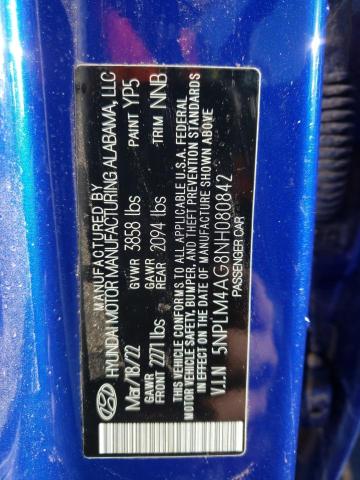 5NPLM4AG8NH080842 | 2022 HYUNDAI ELANTRA SE