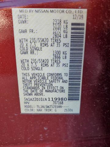 5N1AZ2DJ1LN119980 Nissan Murano Platinum