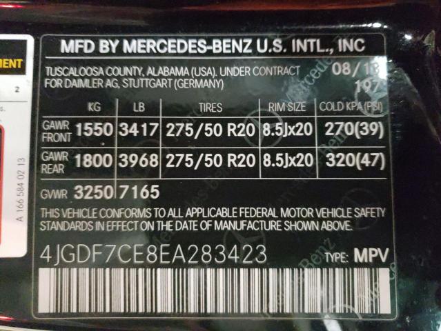 VIN 4JGDF7CE8EA283423 2014 Mercedes-Benz GL-Class, ... no.13