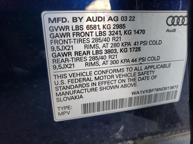 WA1VXBF78ND013672 2022 Audi Q7 Prestige