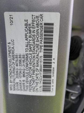 1HGCV1F38MA115176 | 2021 HONDA ACCORD SPO