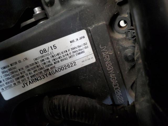 2016 YAMAHA FZ09 C JYARN33Y4GA002622