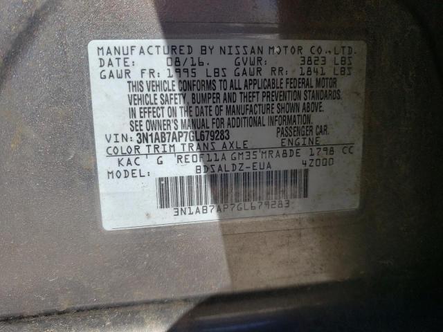 3N1AB7AP7GL679283 | 2016 NISSAN SENTRA S