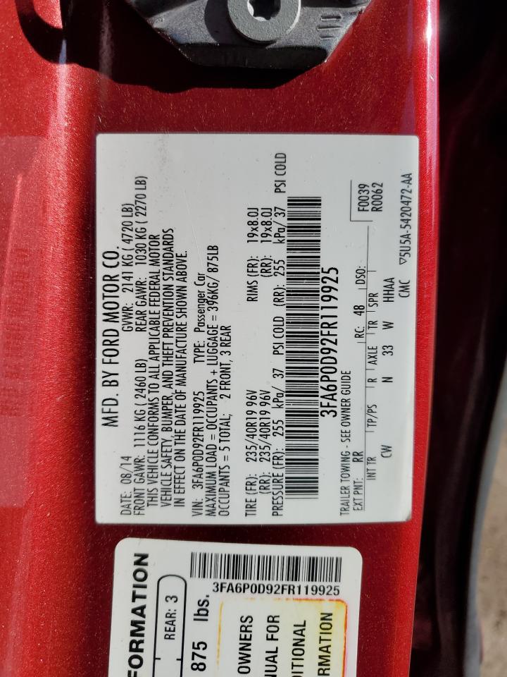 Lot #2195791203 2015 FORD FUSION TIT