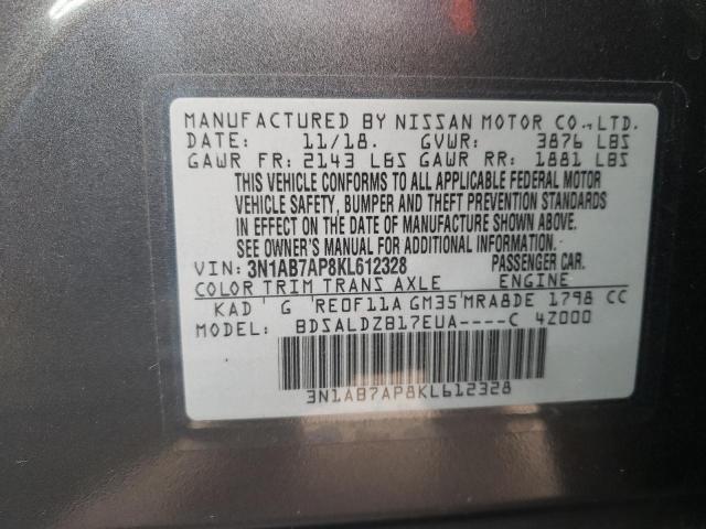 3N1AB7AP8KL612328 | 2019 NISSAN SENTRA S