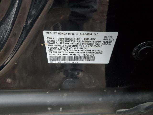 2017 HONDA PILOT EXLN - 5FNYF6H72HB069789