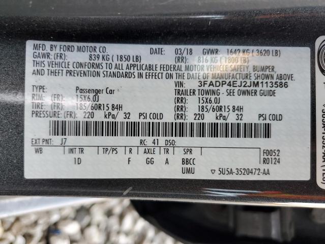 3FADP4EJ2JM113586 2018 Ford Fiesta Se