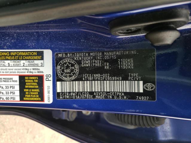 2015 TOYOTA CAMRY LE - 4T1BF1FK0FU959949
