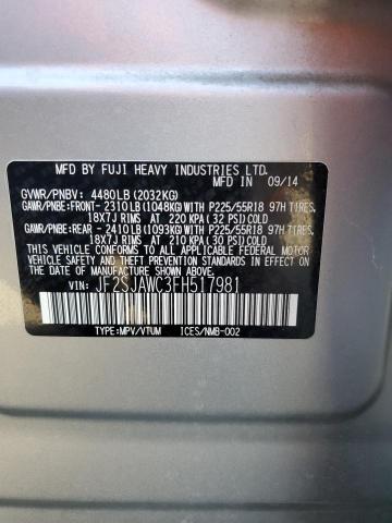 JF2SJAWC3FH517981 | 2015 SUBARU FORESTER 2