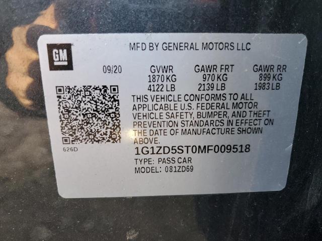 1G1ZD5ST0MF009518 | 2021 Chevrolet malibu lt