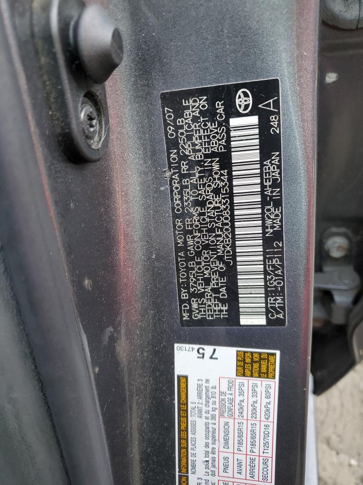 JTDKB20U083315344 2008 Toyota Prius