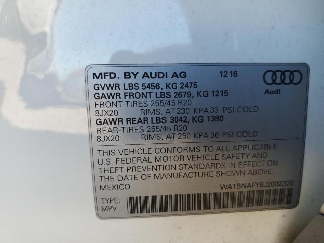 WA1BNAFY8J2002320 | 2018 AUDI Q5 PREMIUM