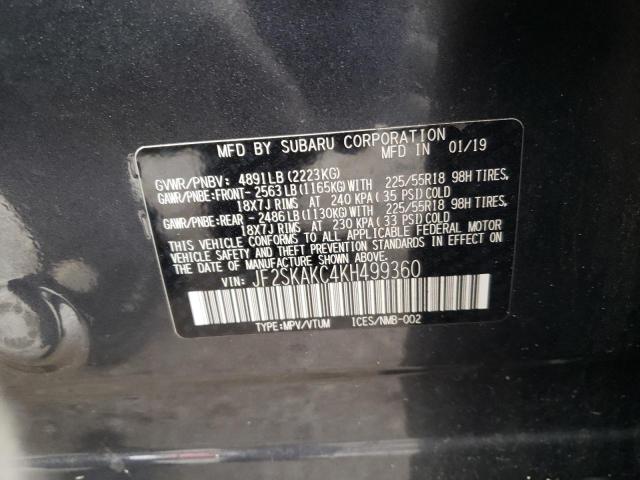 2019 SUBARU FORESTER S - JF2SKAKC4KH499360