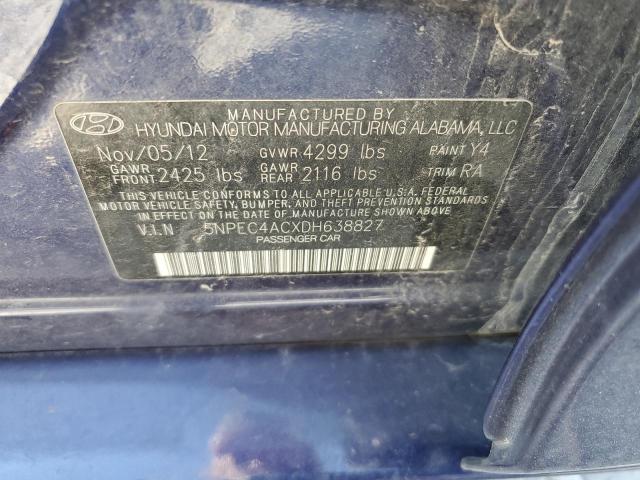 2013 Hyundai Sonata Se VIN: 5NPEC4ACXDH638827 Lot: 77953543