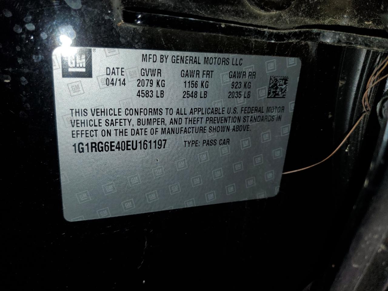 1G1RG6E40EU161197 2014 Chevrolet Volt 1G1RG6E40EU161197 2014 Chevrolet Volt