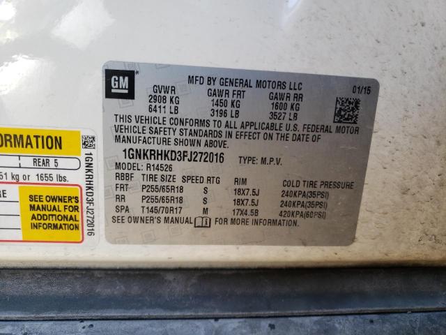 1GNKRHKD3FJ272016 2015 Chevrolet Traverse Lt