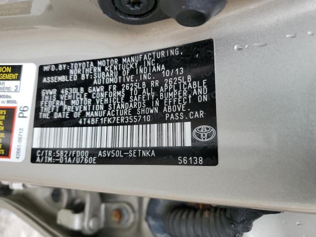 VIN 4T4BF1FK7ER355710 2014 TOYOTA CAMRY no.12