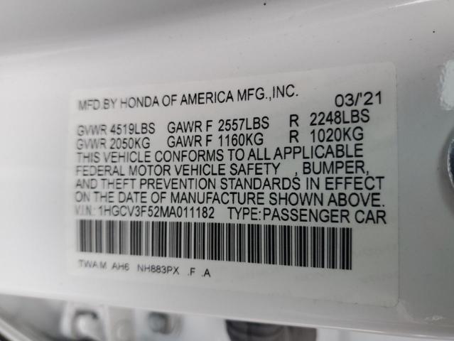 2021 HONDA ACCORD HYB - 1HGCV3F52MA011182