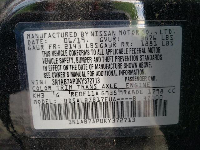 2019 NISSAN SENTRA S 3N1AB7AP0KY372713