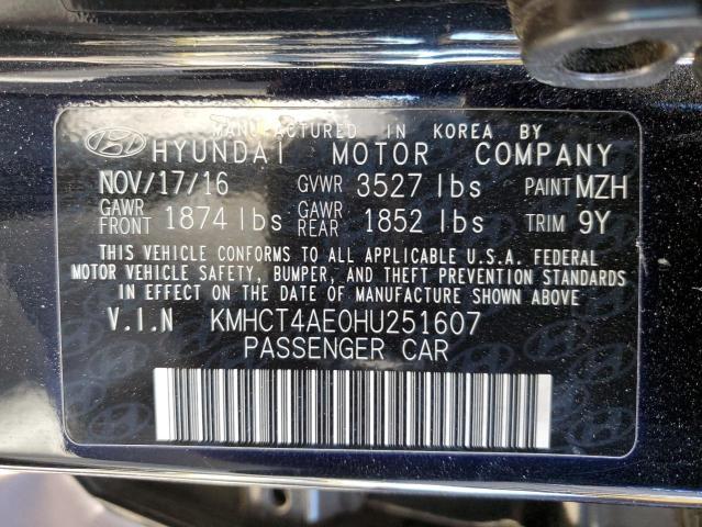 VIN KMHCT4AE0HU251607 2017 HYUNDAI ACCENT no.12