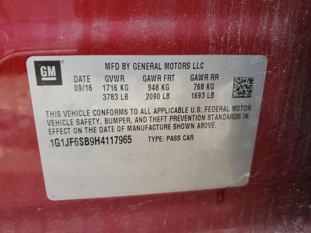 2017 CHEVROLET SONIC PREM 1G1JF6SB9H4117965