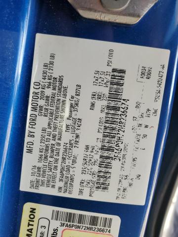 2017 FORD FUSION SE - 3FA6P0H72HR236674