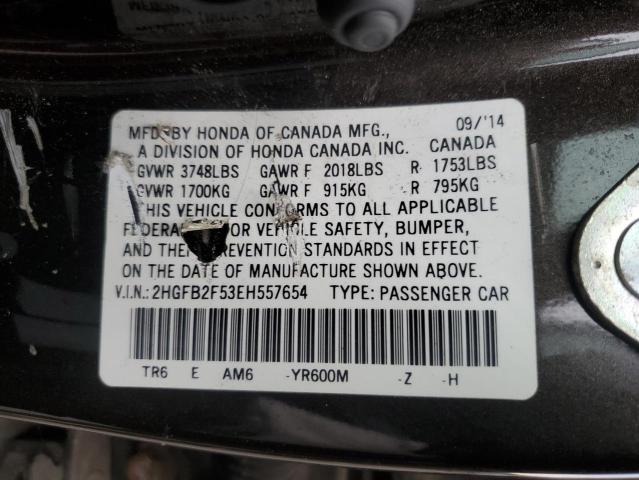 VIN 2HGFB2F53EH557654 2014 Honda Civic, LX no.12