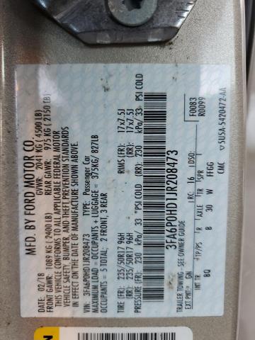 VIN 3FA6P0HD1JR208473 2018 FORD FUSION no.12