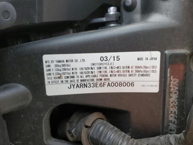 2015 YAMAHA FZ09 JYARN33E6FA008006
