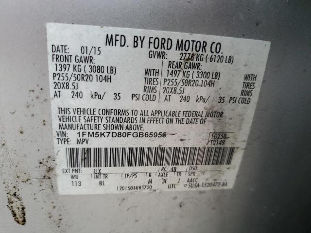 VIN 1FM5K7D80FGB65955 2015 FORD EXPLORER no.13