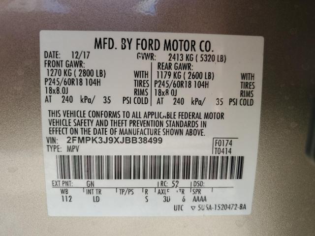2018 FORD EDGE SEL - 2FMPK3J9XJBB38499