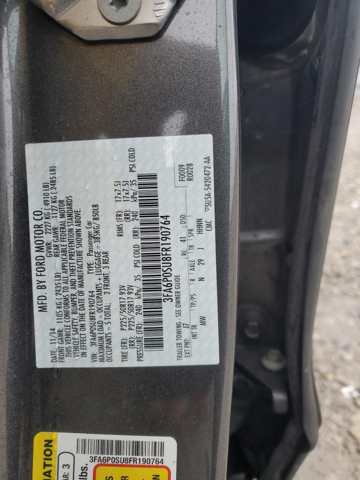 Lot #2974706184 2015 FORD FUSION TIT