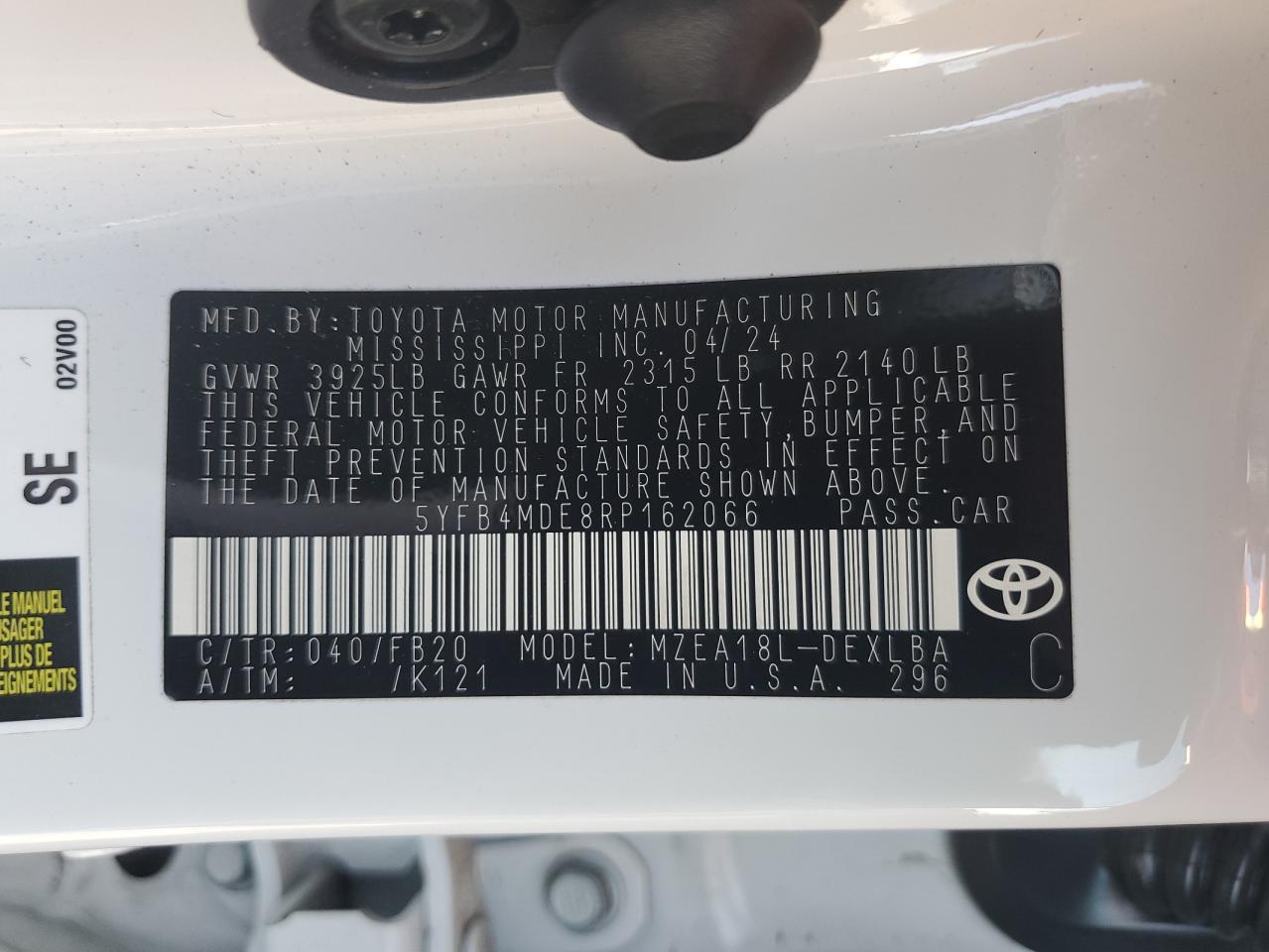 Lot #2990977254 2024 TOYOTA COROLLA LE