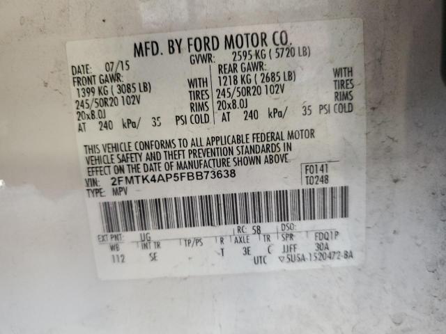 VIN 2FMTK4AP5FBB73638 2015 FORD EDGE no.13