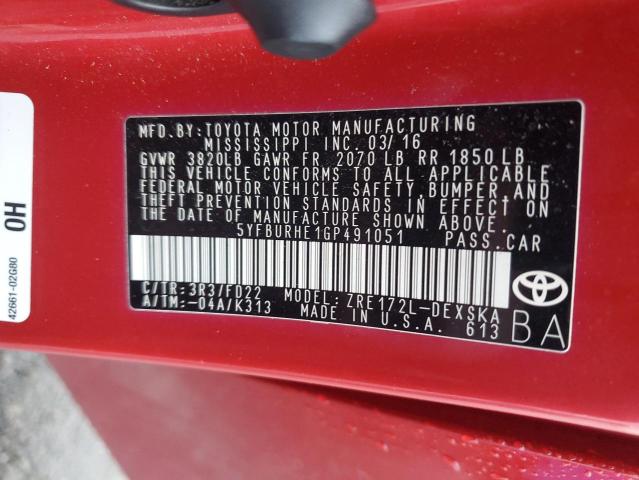 2016 TOYOTA COROLLA L - 5YFBURHE1GP491051