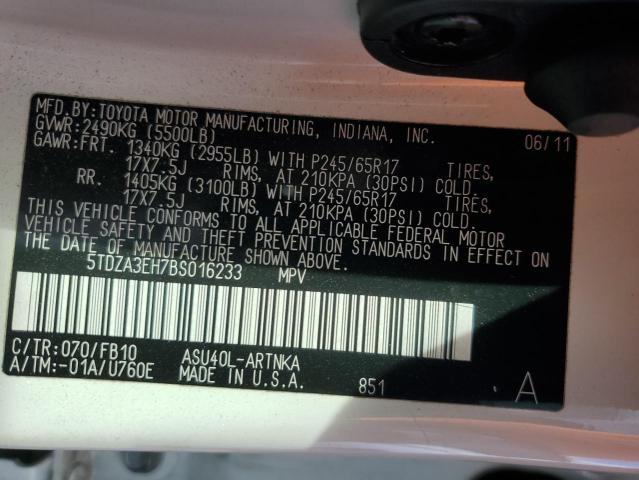 2011 TOYOTA HIGHLANDER - 5TDZA3EH7BS016233