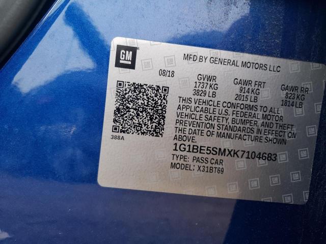 2019 CHEVROLET CRUZE LT - 1G1BE5SMXK7104683