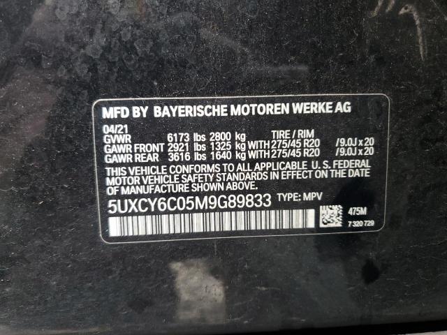 VIN 5UXCY6C05M9G89833 2021 BMW X6 no.12