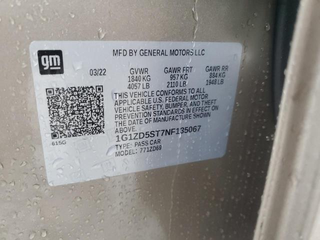 2022 CHEVROLET MALIBU LT - 1G1ZD5ST7NF135067