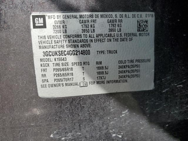 2016 CHEVROLET SILVERADO - 3GCUKSEC4GG214800