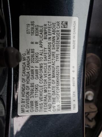 VIN 2HGFC2F68KH582079 2019 HONDA CIVIC no.12