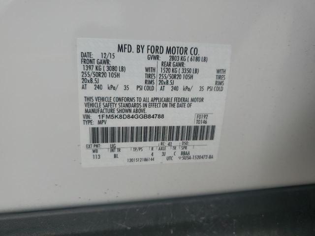 2016 FORD EXPLORER X - 1FM5K8D84GGB84788