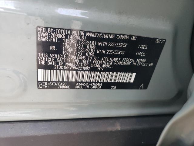 VIN 2T3C1RFV9NW221892 2022 TOYOTA RAV4 no.14