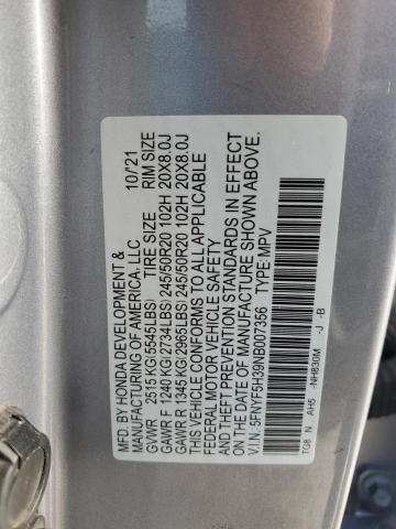 2022 HONDA PILOT SPOR - 5FNYF5H39NB007356