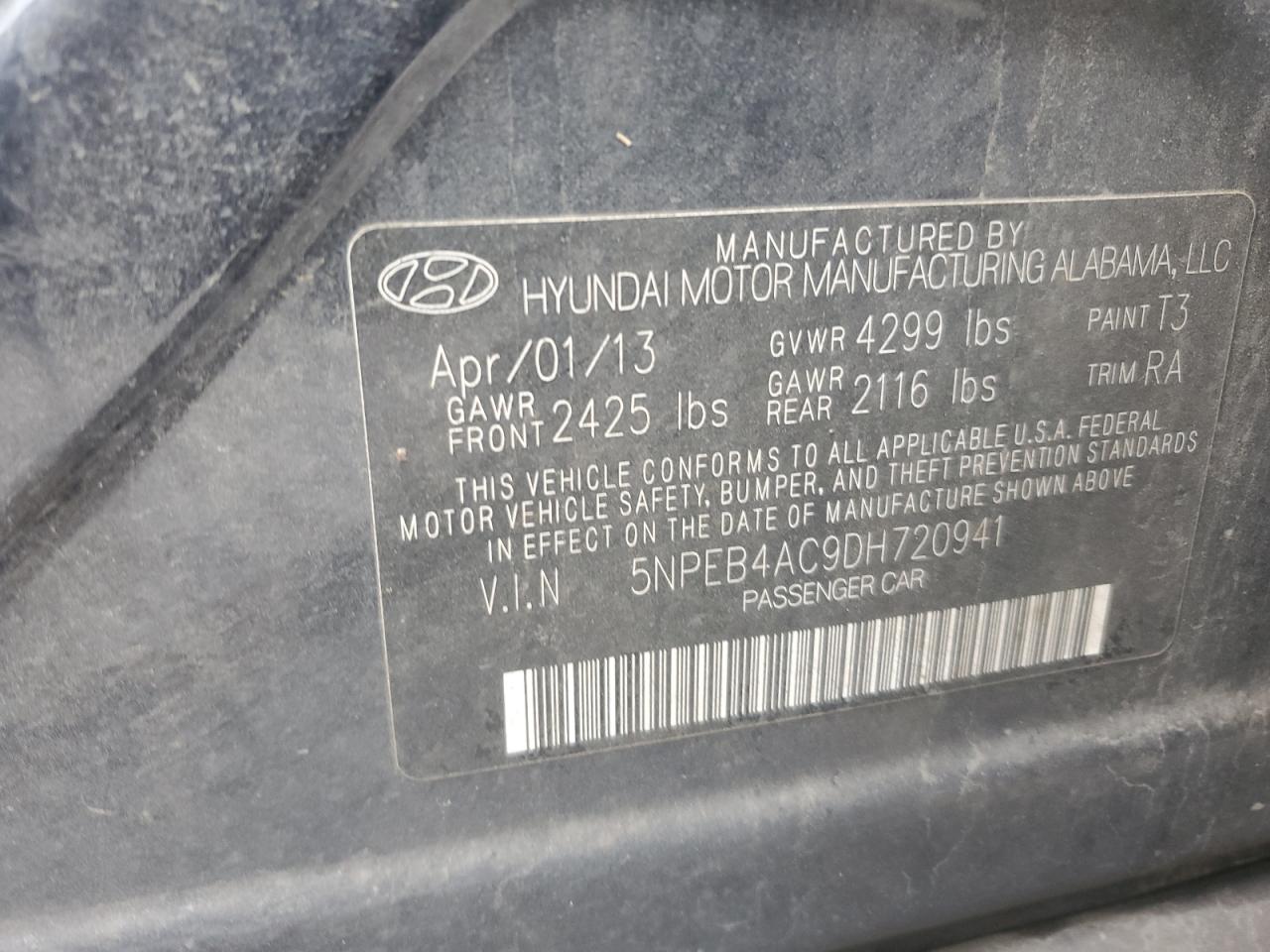 Lot #3033106986 2013 HYUNDAI SONATA GLS