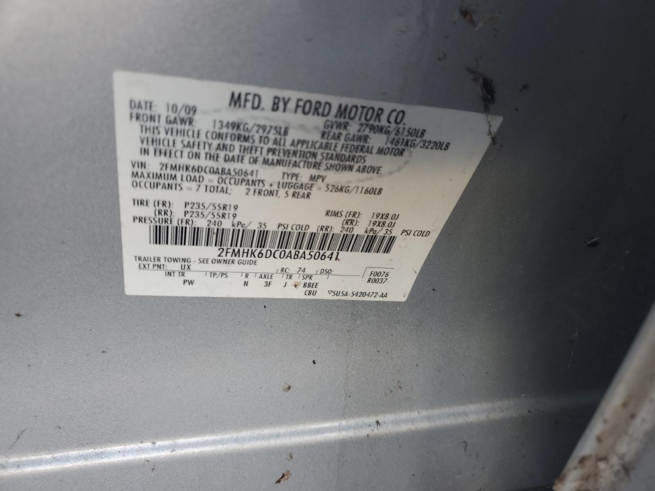 Lot #2993436829 2010 FORD FLEX LIMIT